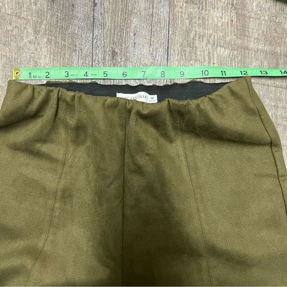 Avec Les Filles Pants Womens Medium Green Faux Suede Elastic Waist Front Slit - Picture 7 of 8
